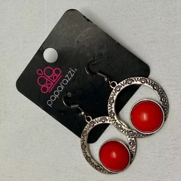 Paparazzi Mesa Mood Red Dangle Earrings NWT - Picture 3 of 6
